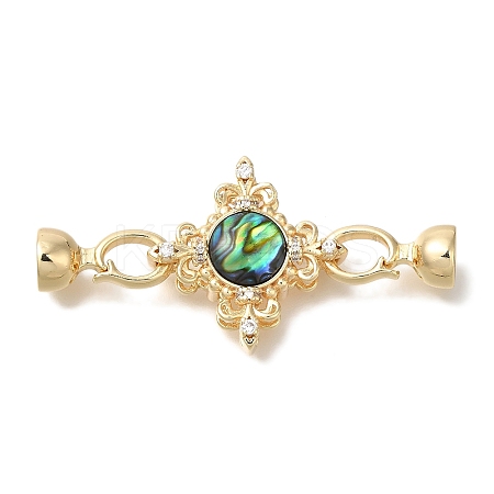 Brass & Abalone & Shell Fold Over Clasps KK-K389-131G-1