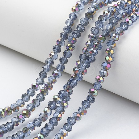 Electroplate Transparent Glass Beads Strands EGLA-A034-T8mm-R02-1