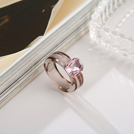 Rectangle Resin with Glass Finger Rings for Women LS-FS-WG96B1D-04-1