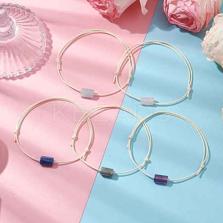 5Pcs Natural Gemstone Braided Bead Bracelets for Women BJEW-JB11356-S-1