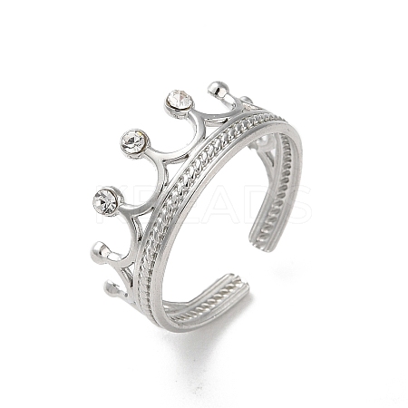 304 Stainless Steel Rhinestone Cuff Rings RJEW-M171-30P-1