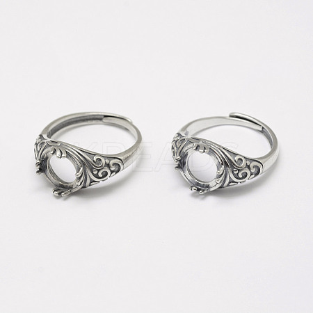 Adjustable Thailand 925 Sterling Silver Solitaire Ring Settings STER-P033-31AS-1