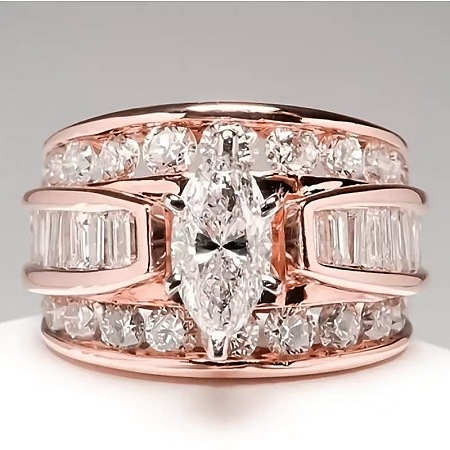 Horse Eye Alloy with Crystal Rhinestone Finger Rings FS-WG251C3-13-1
