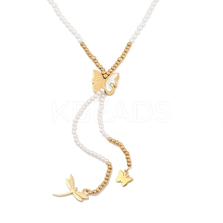 Imitation Pearl & Synthesis Shell Beaded Necklaces NJEW-A032-06G-03-1