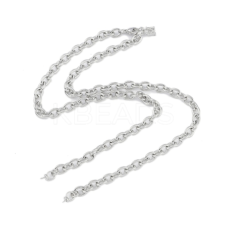 Brass M Pendant Cable Chain Necklace Making KK-U020-01P-1