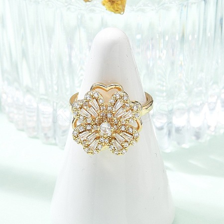 Clover Rotatable Open Cuff Rings for Women LS-RJEW-R007-02G-1