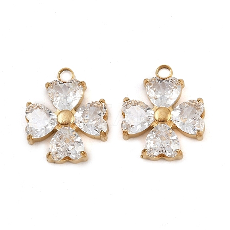 304 Stainless Steel Micro Pave Cubic Zirconia Pendants STAS-I352-07G-B01-1