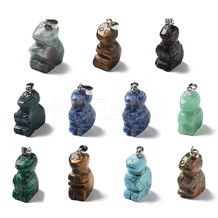Natural & Synthetic Mixed Gemstone Pendants G-B068-01P-1