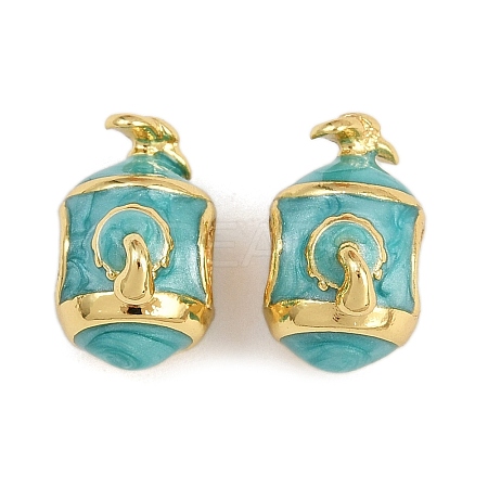 Brass European Enamel Beads KK-D421-09G-1