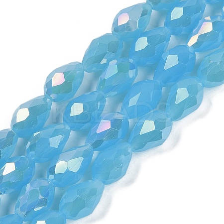 Opaque Solid Color Electroplate Glass Beads Strands EGLA-N013-J6mm-B05-1
