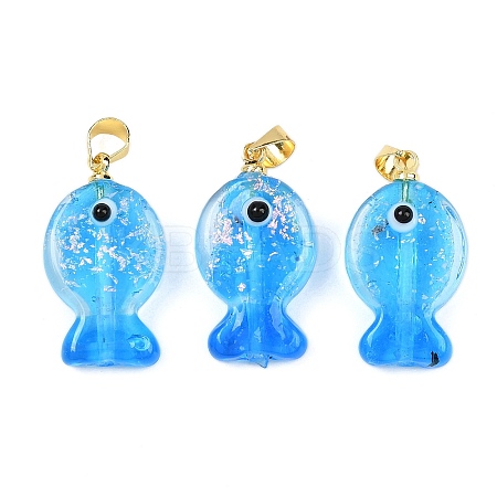 Handmade Dichroic Foil Lampwork Pendants DICH-G001-01G-09-1