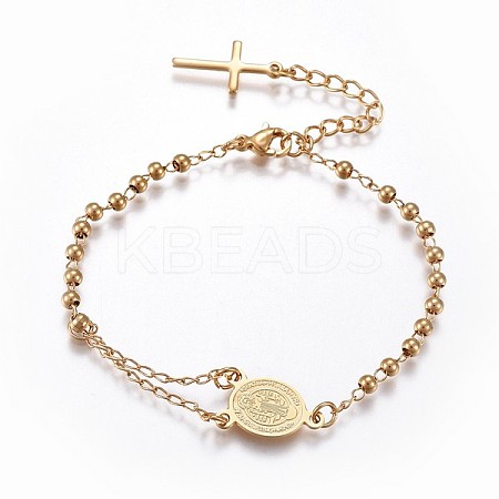 201 Stainless Steel Charm Bracelets X-BJEW-P258-15G-1