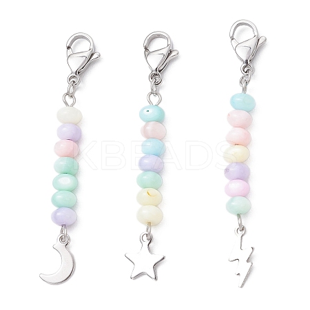 3Pcs 304 Stainless Steel with Dyed Natural Freshwater Shell Bead Pendant Decoration HJEW-JM03187-02-1
