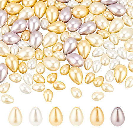 124Pcs 6 Styles Glass Imitation Pearl Beads GLAA-AR0001-65-1