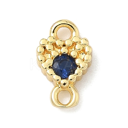 Brass Pave Cubic Zirconia Heart Connector Charms KK-G548-18G-04-1