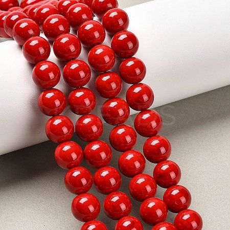 Natural Dyed Mashan Jade Gemstone Bead Strands G-R272-10mm-01-1