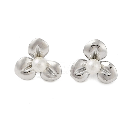 304 Stainless Steel with Plastic Imitation Pearl Stud Earrings for Women EJEW-G396-01P-1