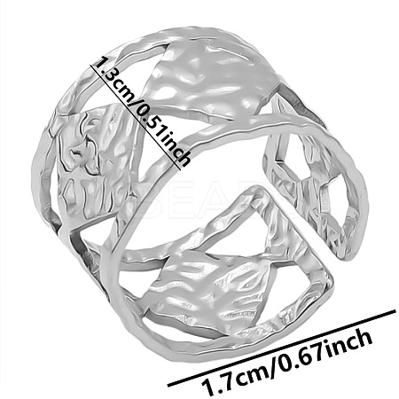 Minimalist Rhombus 304 Stainless Steel American European Wide Band Cuff Rings for Women ZM1805-1-1