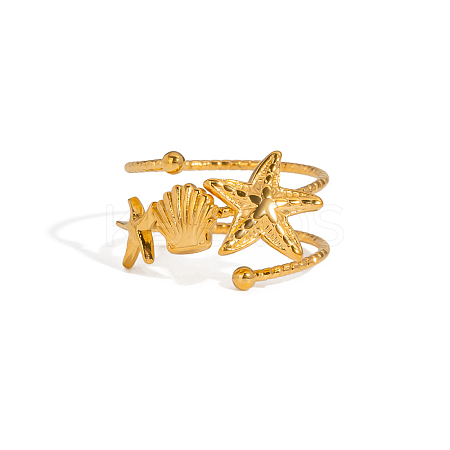 Ocean Themes Stainless Steel Cuff Rings CD7361-5-1