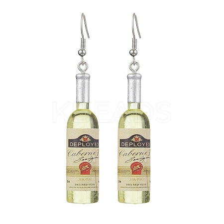 Wine Bottle Resin Dangle Earrings EJEW-JE05878-01-1