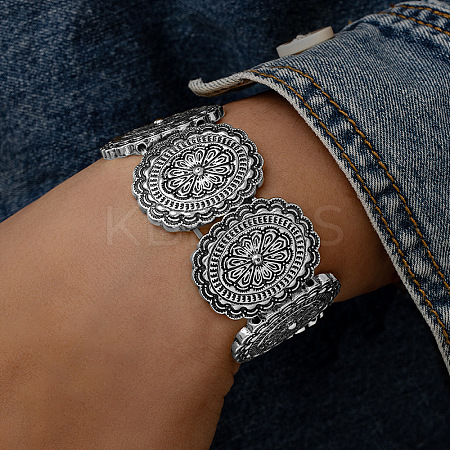 Alloy Oval Beaded Stretch Bracelets FS-WGED2CD-03-1