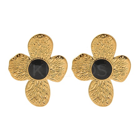 Ion Plating(IP) 304 Stainless Steel Flower Stud Earrings EJEW-C114-08G-1