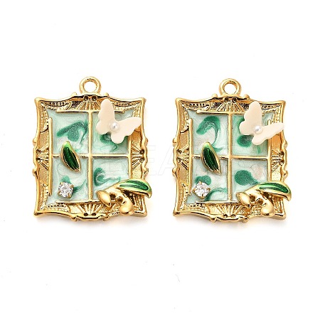304 Stainless Steel Enamel & Rhinestone Pendants STAS-B084-02G-01-1