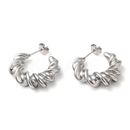 Non-Tarnish 304 Stainless Steel Twist Round Earrings EJEW-K244-29P-1