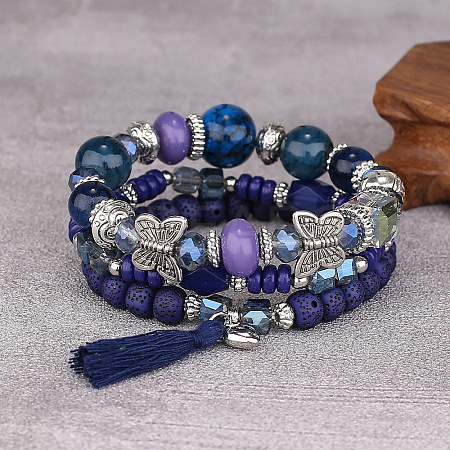 Boho Style Wood Beaded Stretch Bracelet Sets for Women WGE3C3B-41-1