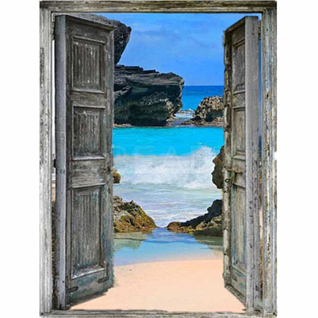 DIY Door & Beach Scenry Diamond Painting Kits DIAM-PW0001-241C-1