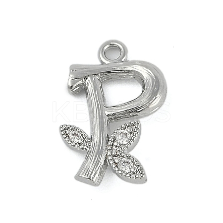 Brass Crystal Rhinestone Letter Links Connector Charms KK-S395-06P-P-1