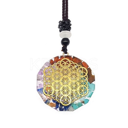 Orgonite Chakra Natural & Synthetic Mixed Stone Pendant Necklaces PZ4674-11-1