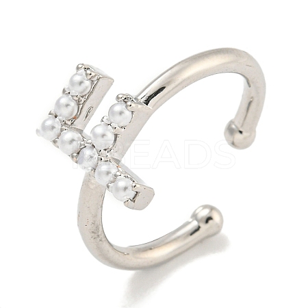 Rack Plating Brass Open Cuff Rings for Women RJEW-F162-01P-F-1