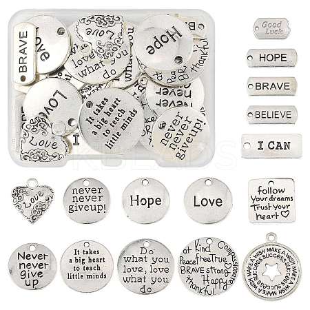 30Pcs 15 Styles Tibetan Style Alloy Pendants TIBEP-FS0001-40-1