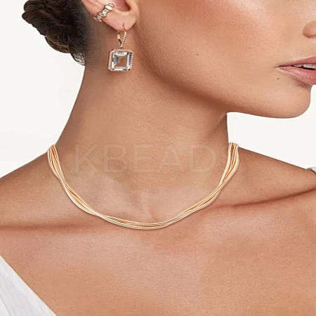 1Pc Stainless Steel Snake Chain 3 Strand Choker Necklaces for Women NJEW-LP0006-01KCG-1