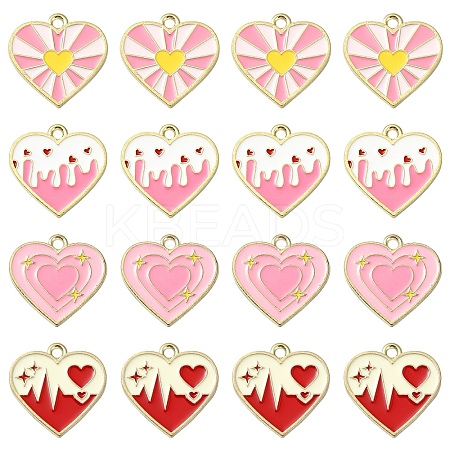 8Pcs 4 Colors Alloy Enamel Pendants ENAM-YW0004-31-1