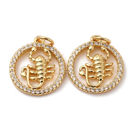 Brass Micro Pave Cubic Zirconia Pendants KK-P308-58G-1