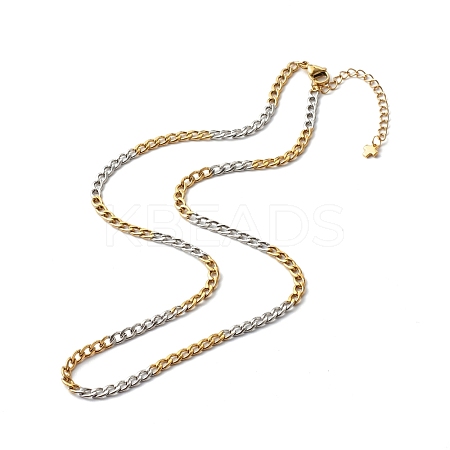 Two Tone 304 Stainless Steel Curb Chain Necklaces NJEW-JN03541-1