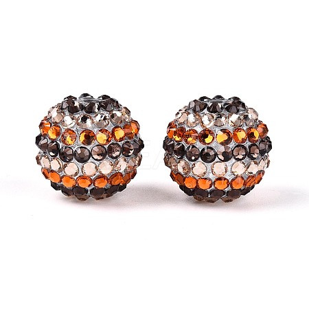 Acrylic with Resin Rhinestone Beads OACR-T030-21C-1