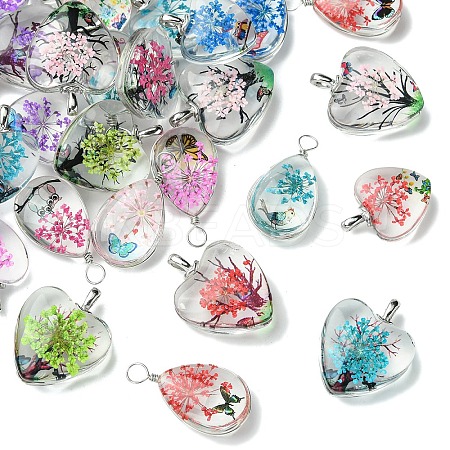 10Pcs Transparent Glass Pendants GLAA-YW0004-20A-1