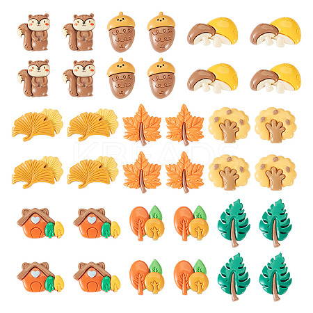 36Pcs 9 Styles Autumn Theme Opaque Resin Cabochons CRES-TA0001-38-1