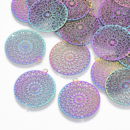 Ion Plating(IP) 201 Stainless Steel Filigree Pendants LS-X-STAS-R102-12-1