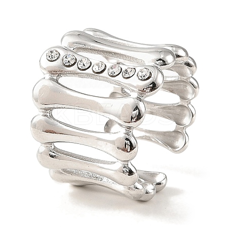 304 Stainless Steel Open Cuff Ring for Women RJEW-F166-04P-02-1