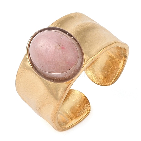 Oval Natural Rhodonite Finger Rings RJEW-Z057-12G-08-1