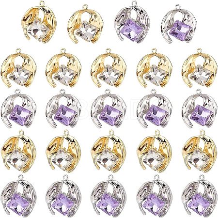 24Pcs 2 Colors Alloy Rhinestone Pendants FIND-CA0004-92-1