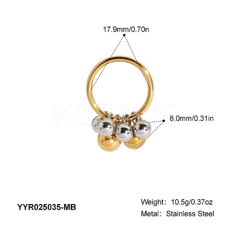 304 Stainless Steel Bead Finger Rings for Women QD5278-4-1