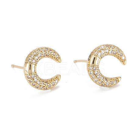 Moon Sparkling Cubic Zirconia Stud Earrings for Girl Women EJEW-H126-16G-1