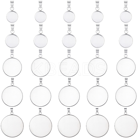 50Pcs 5 Styles 304 Stainless Steel Pendant Cabochon Settings STAS-BBC0007-38-1