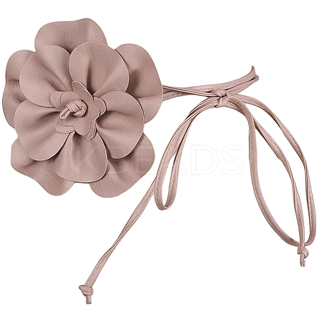 Flower PU Leather Wrap Waist Belts for Women AJEW-WH20816-058F-1