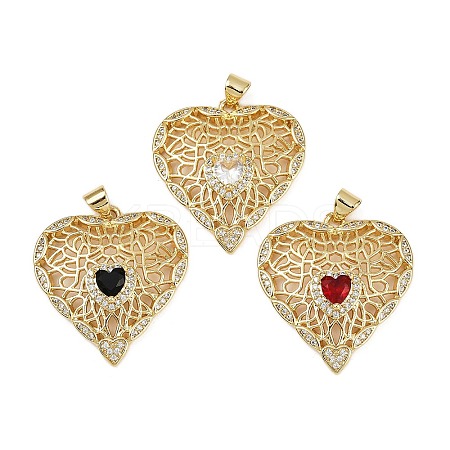 Brass Micro Pave Cubic Zirconia Pendants KK-S526-18G-1